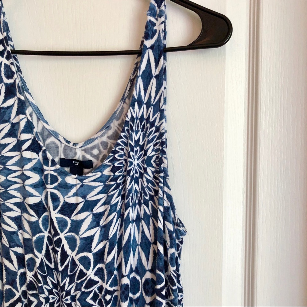 GAP Blue and White Sleeveless Hi-Low Dress - Sz M